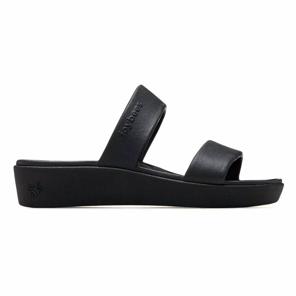 NEW JOYBEES women's cute slip on sandal in solid black